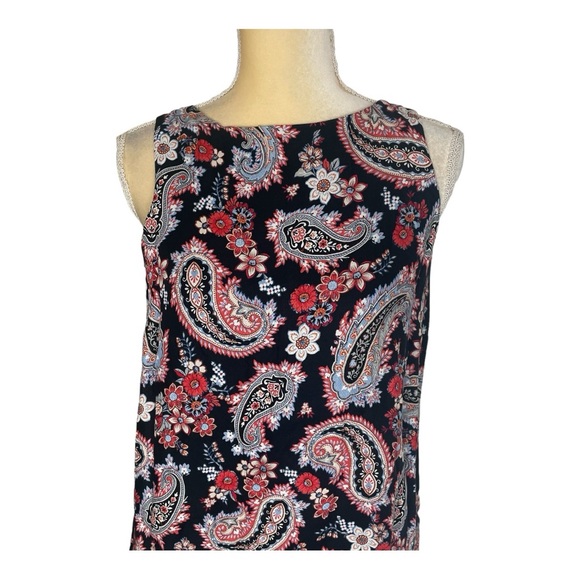 J Jill Black Paisley Print Lightweight Tunic Tank Boho Festival Size XS petite‎ - Picture 2 of 10